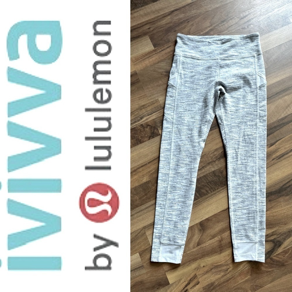 Lululemon Iviva Grey and White leggings size 14 girls